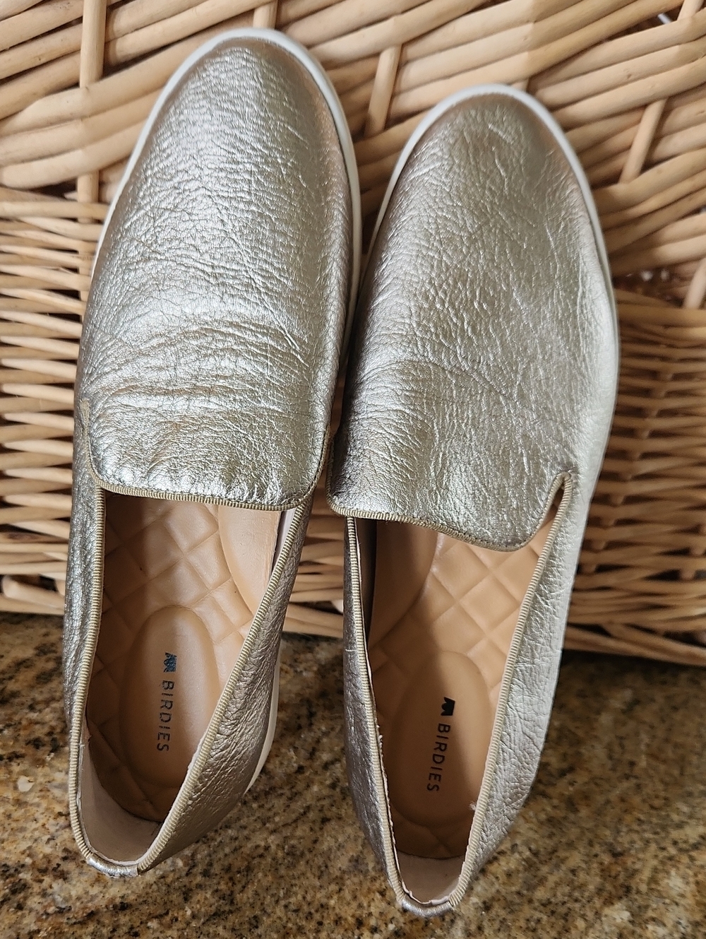 Birdies The Swift Slip-On Sneaker Metallic Gold Leather size 9 - Picture 7 of 16